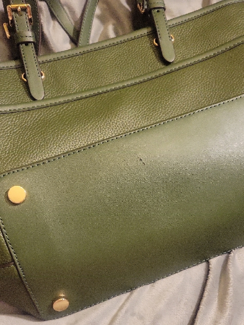Michael Kors Green Pebbled Leather Tote with Gold Hardware - Picture 3 of 8